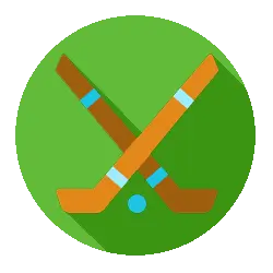 Eishockeyschläger auf grünem Grund.