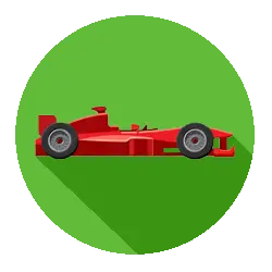 Formel-1-Auto auf grünem Grund.