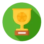 Pokal auf grünem Grund.