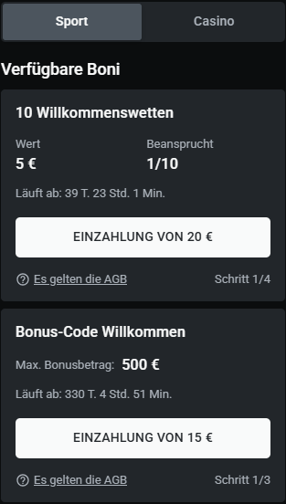 Bild vom Willkommensbonus beim Sportwettenanbieter Leonbet