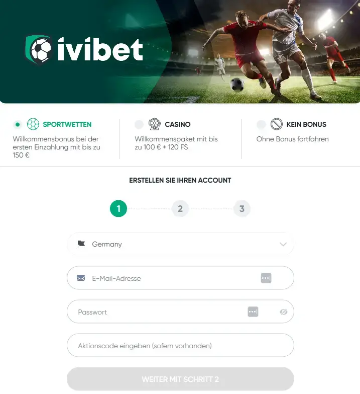Abbildung der Anmeldung bei Ivibet