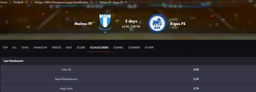 Auszug aus dem Torschuetzen Wetten Angebot von RoosterBet
