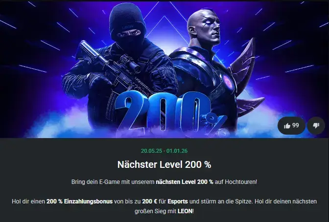 Bester Wettbonus für Sportwetten beim Buchmacher Leonbet