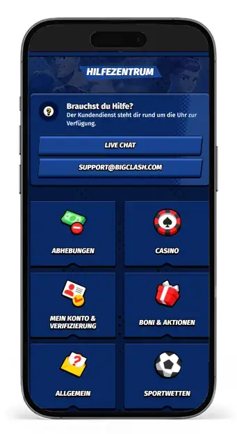 Kontaktmöglichkeiten zum Kundenservice beim Wettanbieter BigClash