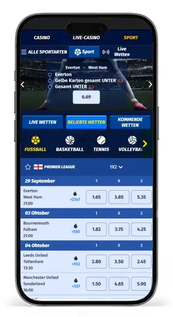 Wettprogramm vom Buchmacher BigClash aus unserem Testbericht
