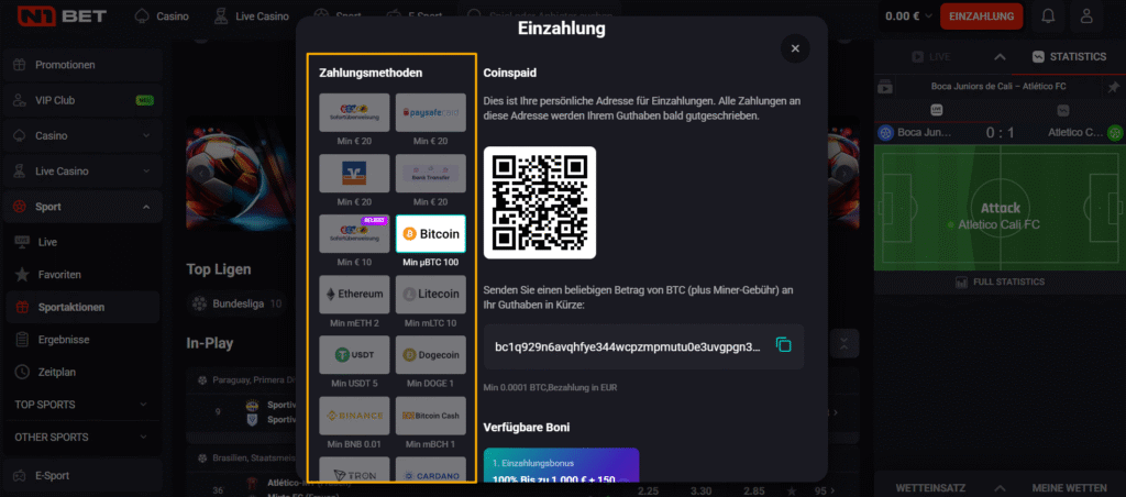 Zahlungsmethoden und keine Limits für bei Online Wetten ohne OASIS beim Buchmacher N1 Bet