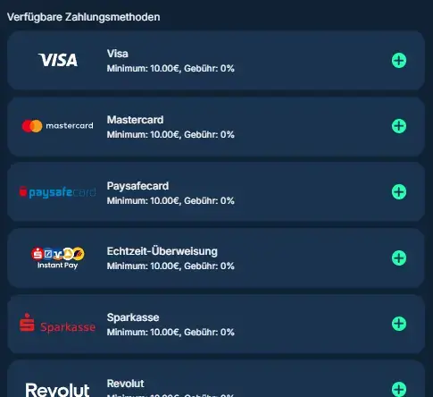 Einzahlungsmethoden für Kreditkarten Sportwetten beim Wettanbieter PlayZilla