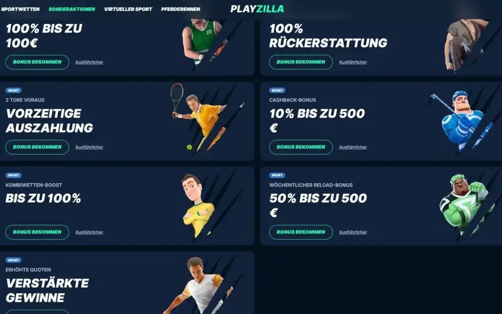 Bonusangebote für Sportwetten ohne deutsche Lizenz beim Wettanbieter PlayZilla