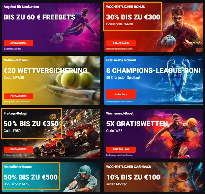 Reload Bonus beim Sportwettenanbieter N1 Bet