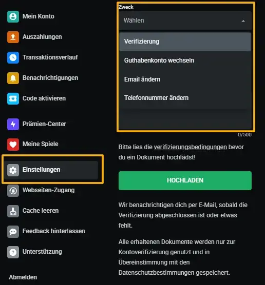 Ablauf der Verifizierung