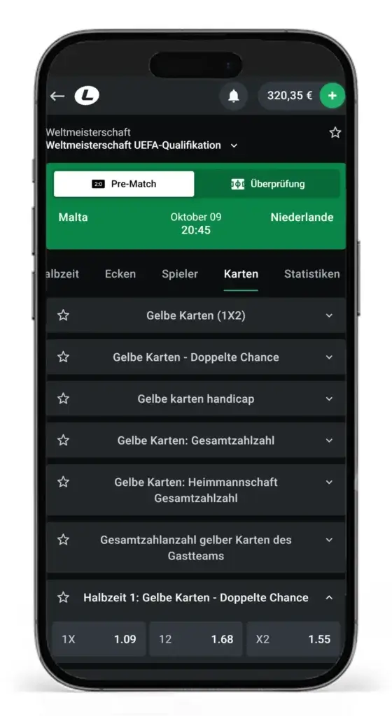 Wettmöglichkeiten für Fußballwetten beim Sportwettenanbieter Leonbet