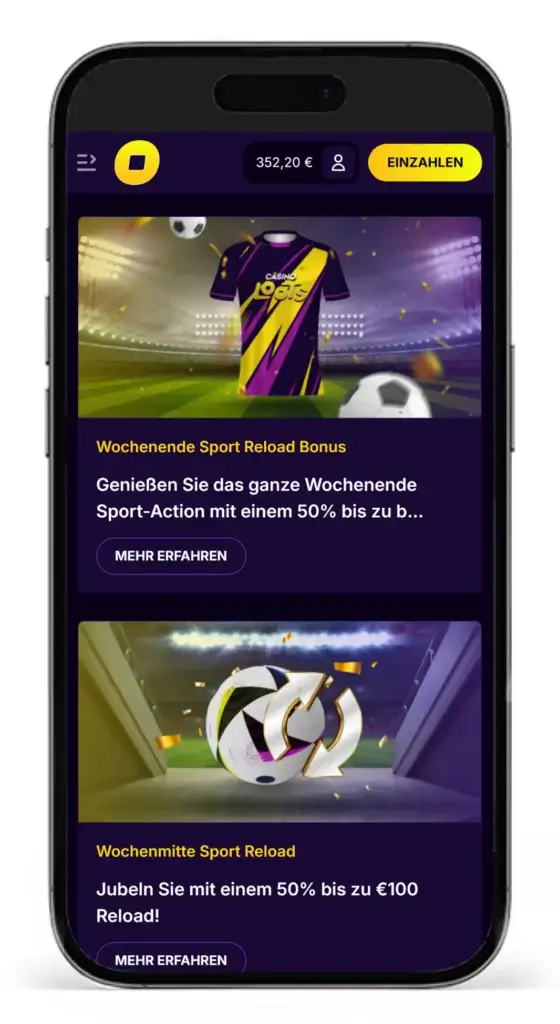 Auszug aus dem Bonusprogramm von CasinoLoots fuer Sportwetten