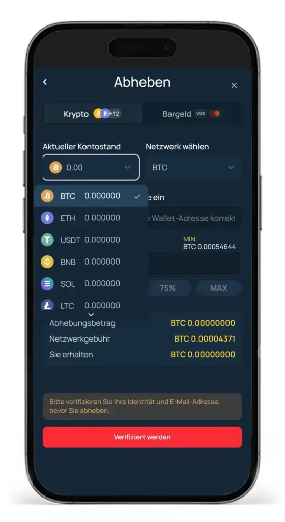 Auszug aus den Zahlungsmethoden fuer schnelle Sportwetten-Auszahlungen bei FortuneJack