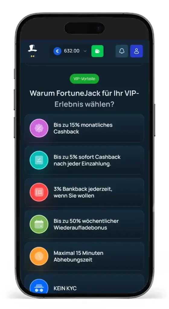 VIP-Vorteile fuer loyale Kunden des Wettanbieters FortuneJack