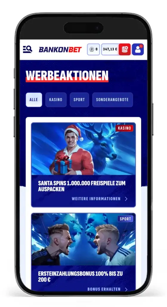 Auszug aus dem Bonusprogramm im Sportwetten Casino Bankonbet