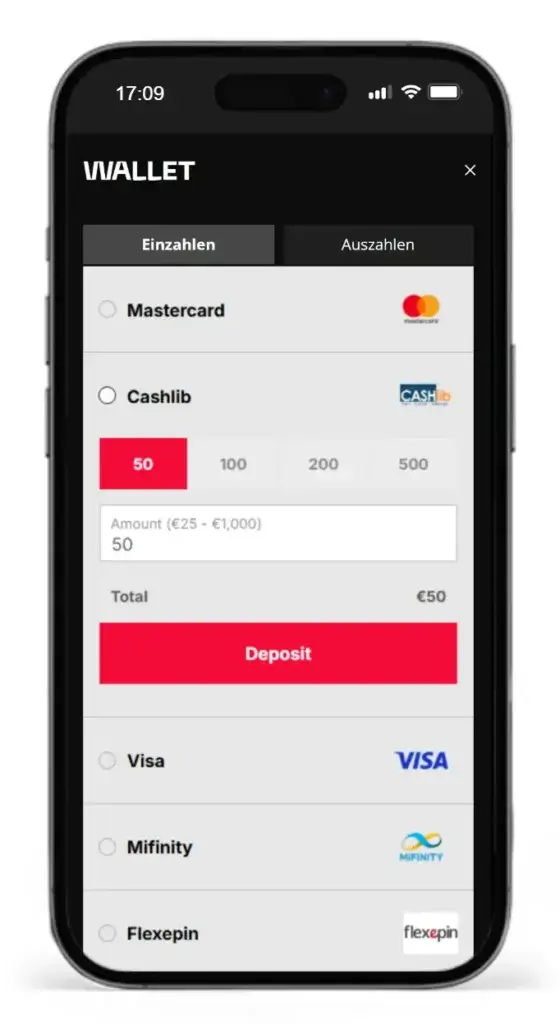 Chalkwins Wettkonto mit Cashlib aufladen
