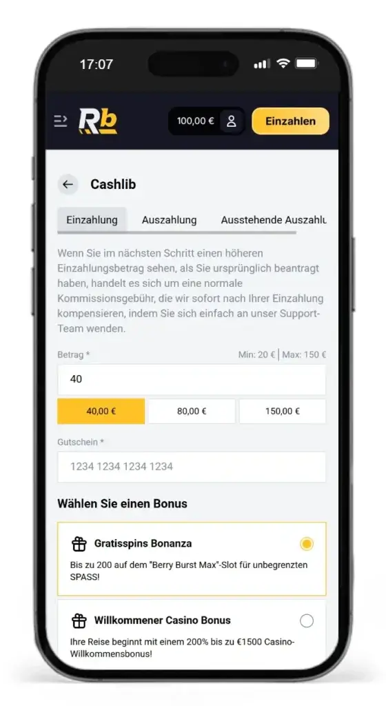 Einzahlen beim Wettanbieter mit Cashlib Roibets