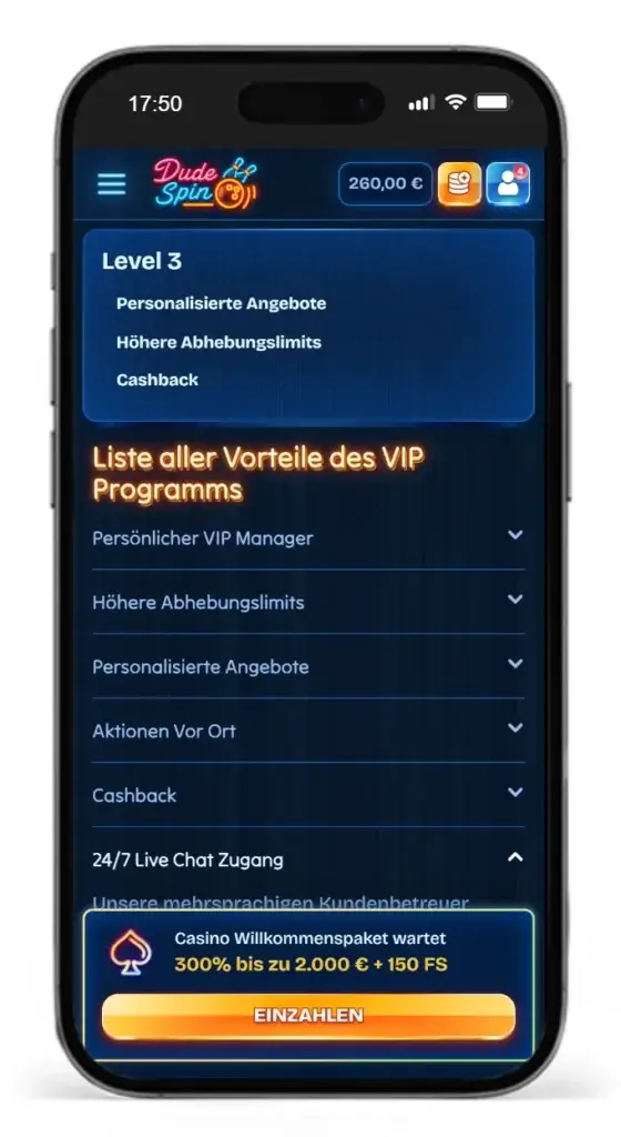 Vorteile des VIP Programms vom Online Wettanbieter DudeSpins