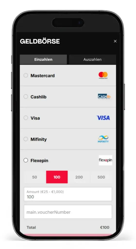 Einzahlungen beim Flexepin Wettanbieter Chalkwins