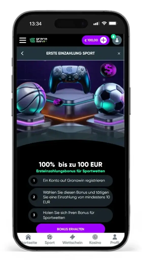 Ersteinzahlungsbonus fuer Sportwetten bei GranaWin