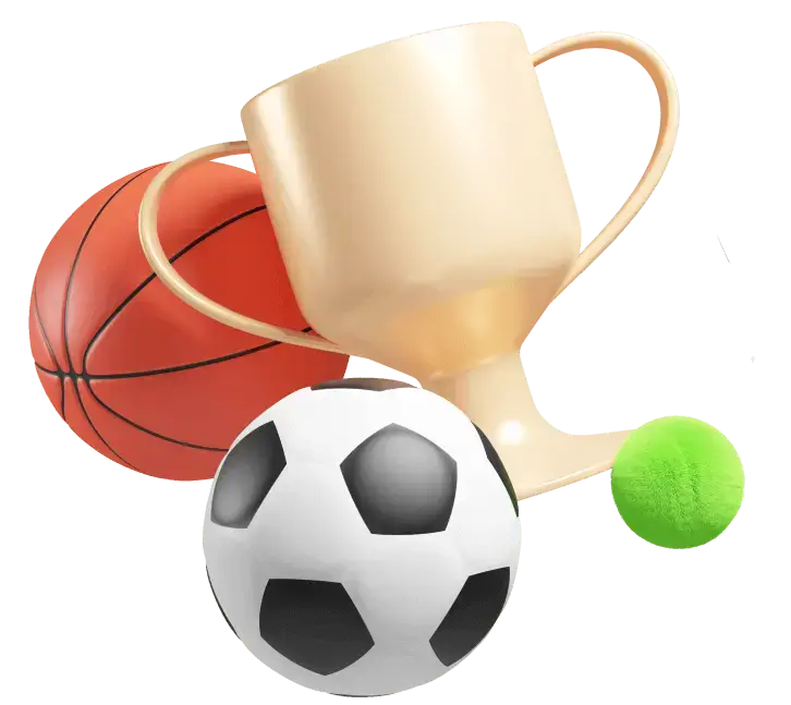 Icon mit verschiedenen Sportbaellen und einem Pokal