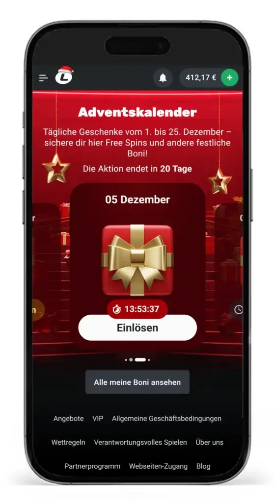 Das fuenfte Tuerchen vom Sportwetten Adventskalender von Leonbet