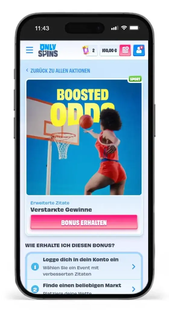 Bonusaktion fuer erhoehte Wettquoten vom Wettanbieter OnlySpins