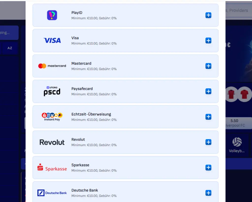 Einzahlungen beim Sportwettenanbieter Bankonbet