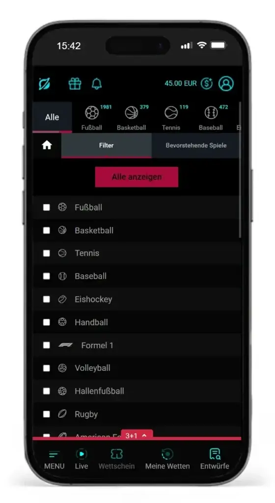 Sportarten fuer Online Sportwetten bei CosmoBet
