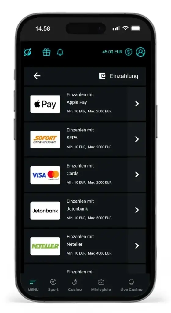 Einzahlungsmethoden fuer Sportwetten bei CosmoBet