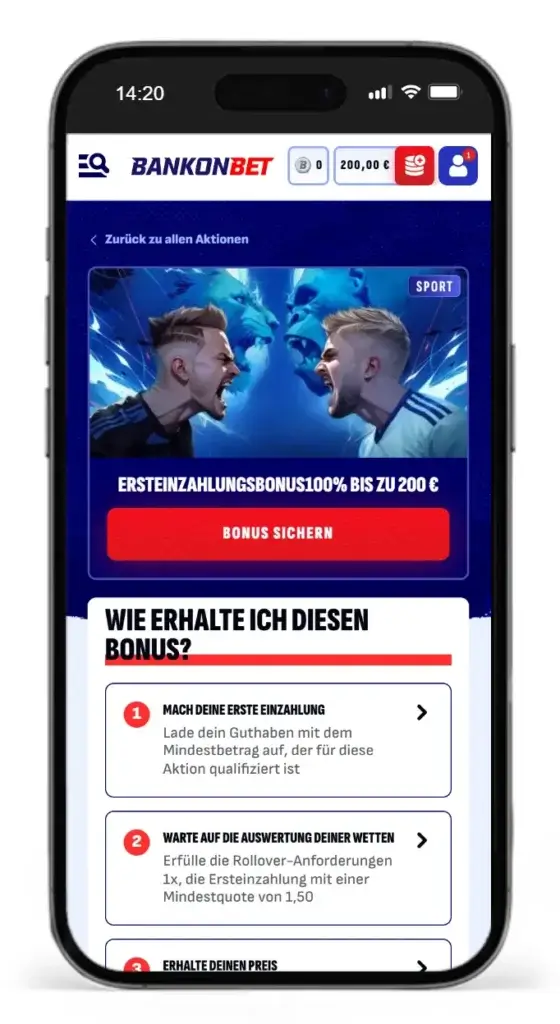 Sport Willkommensbonus von Bankonbet