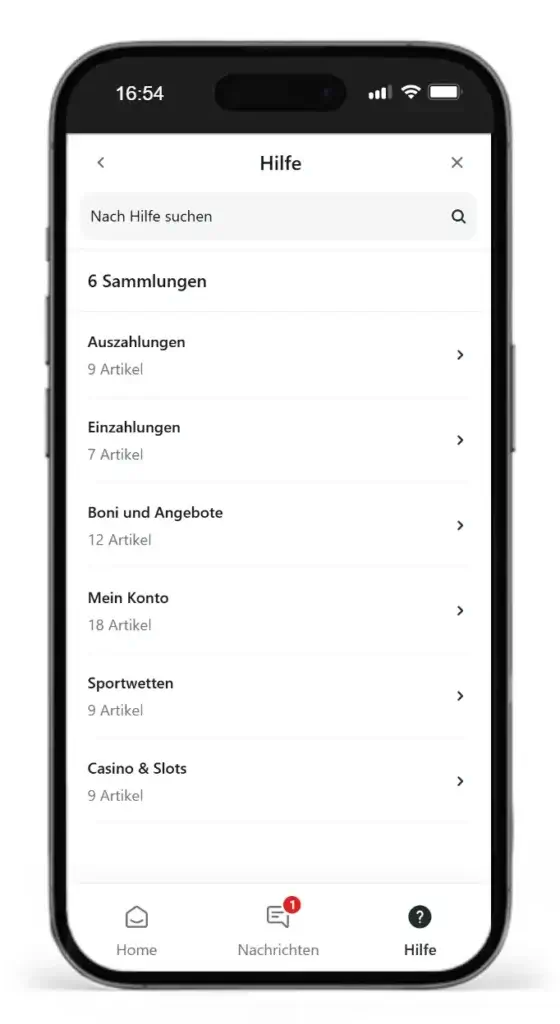 FAQ-Bereich von Leonbet