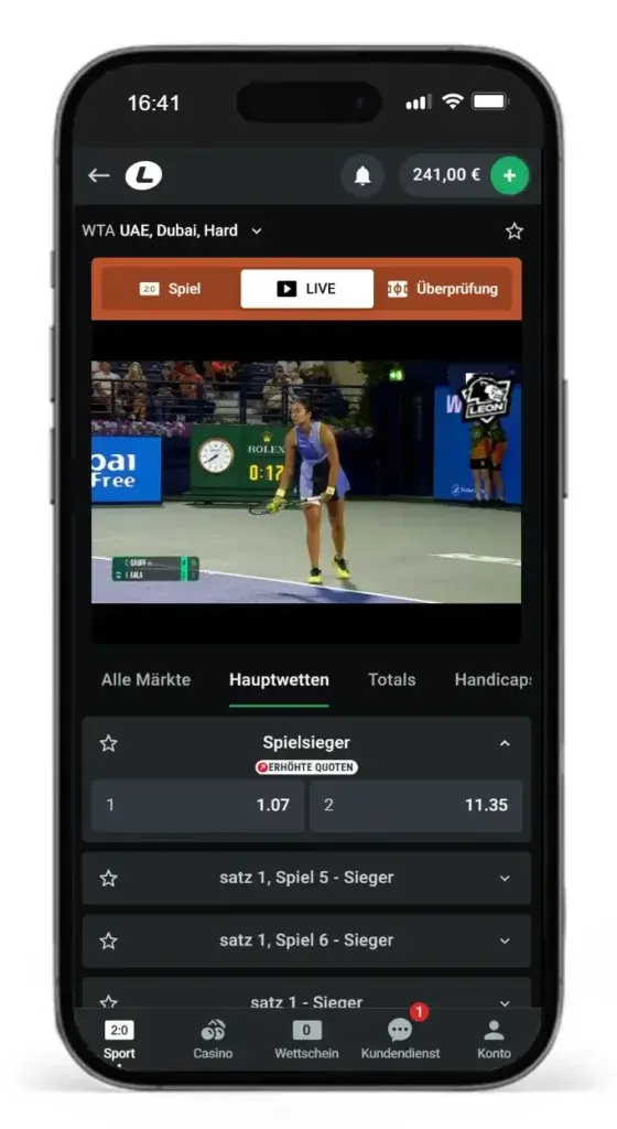 Leonbet Livewetten mit Livestreams