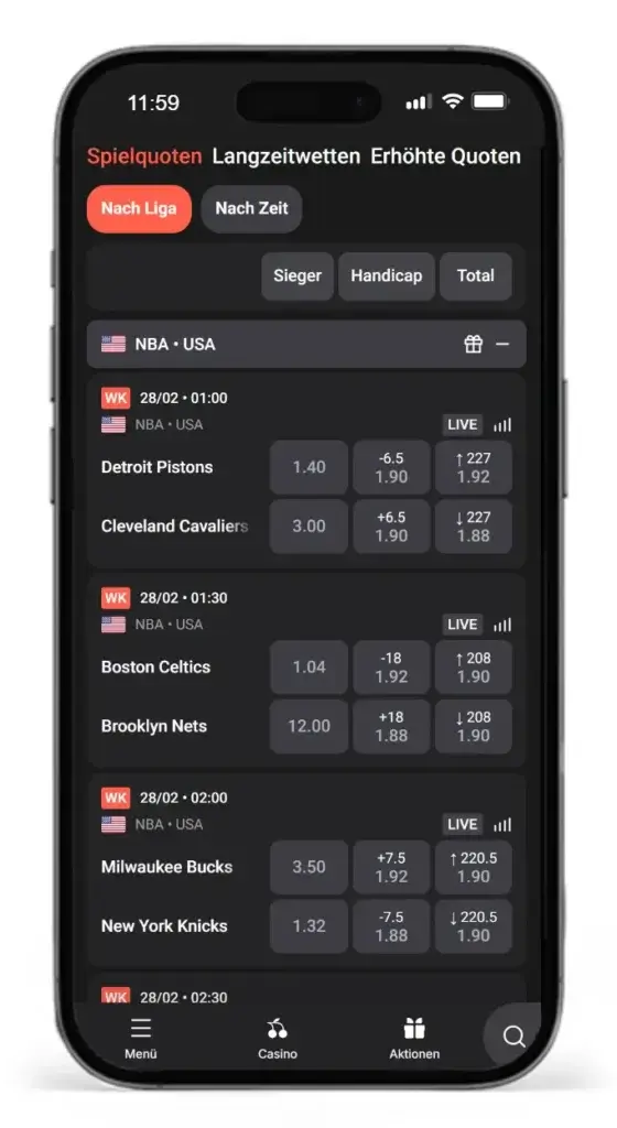 Basketball NBA Wettquoten von Wettson