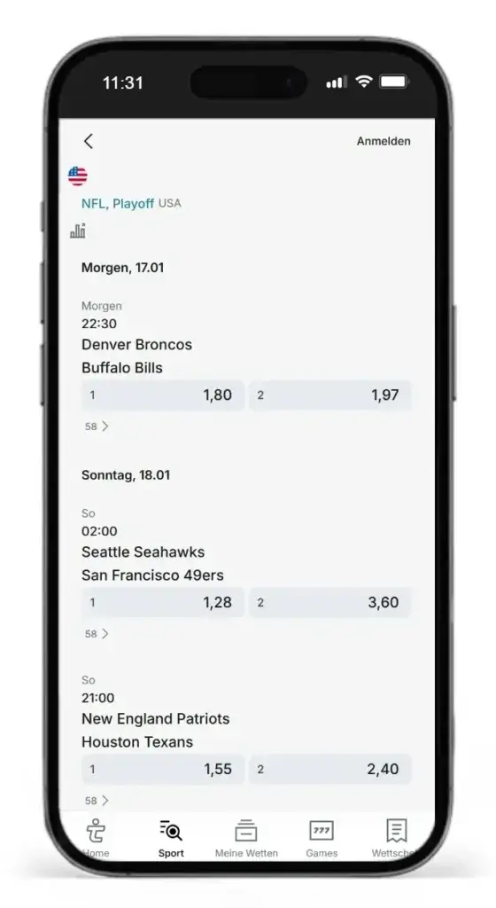 American Football Quoten Tipico