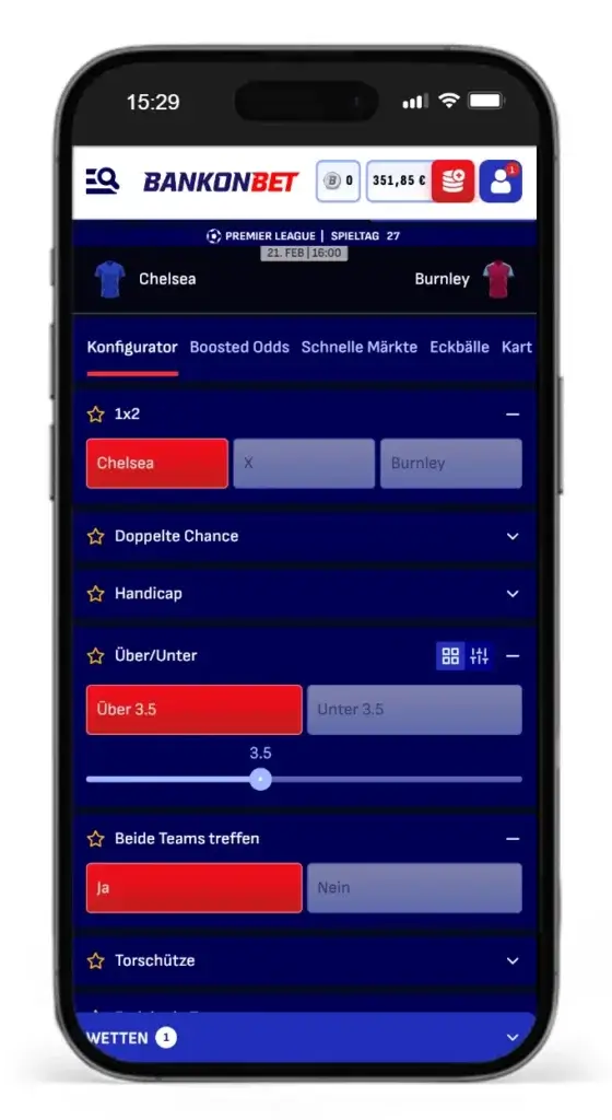 Wettkonfigurator fuer Kombiwetten bei Bankonbet