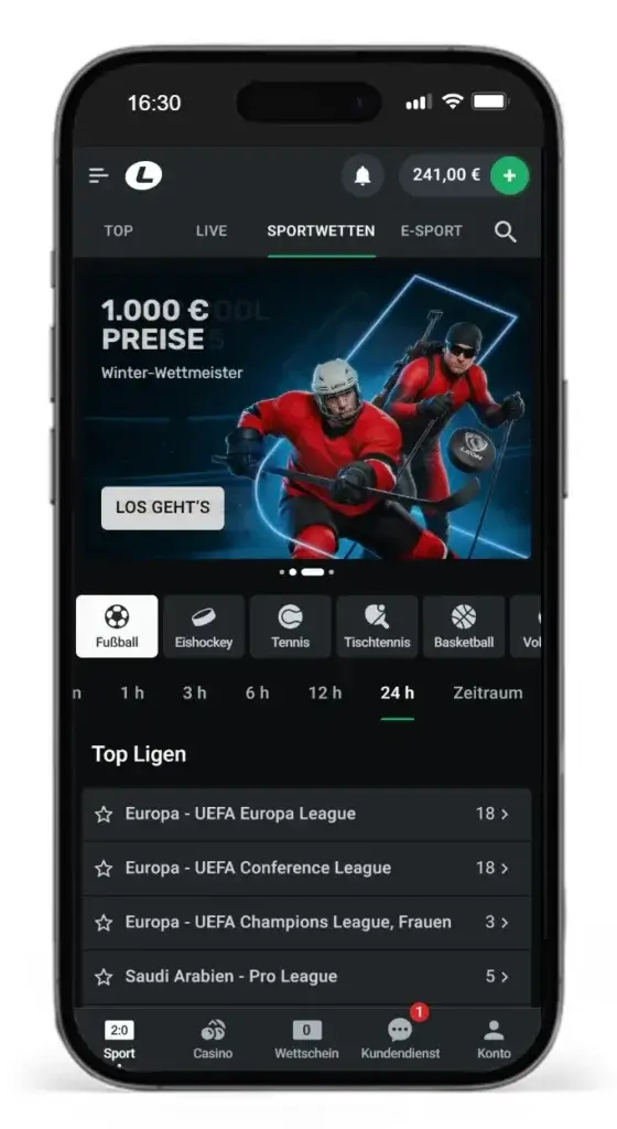 Einblick in die Sportarten und Ligen fuer Online Sportwetten bei Leonbet