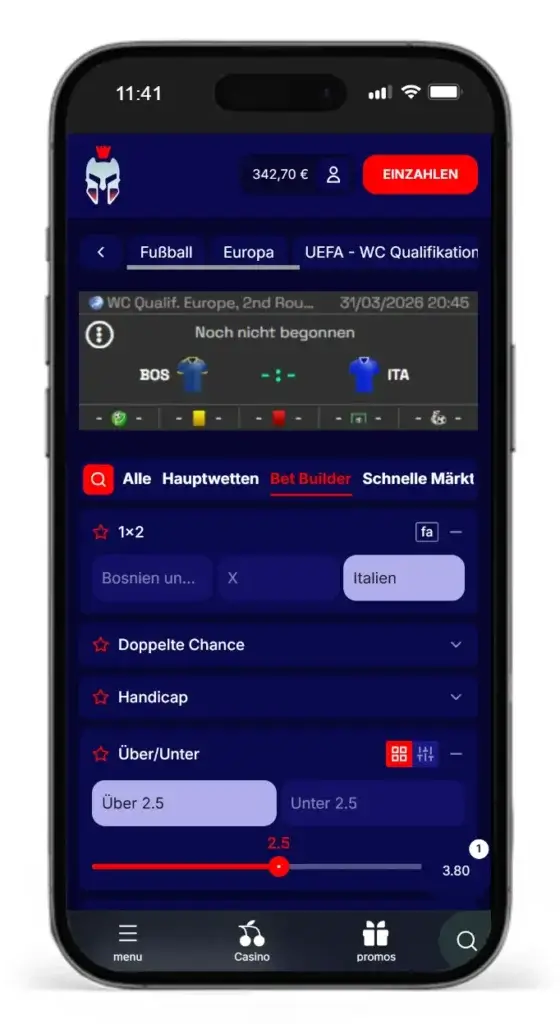 Kombiwetten mit Wettkonfigurator bei Gladiatorsbet