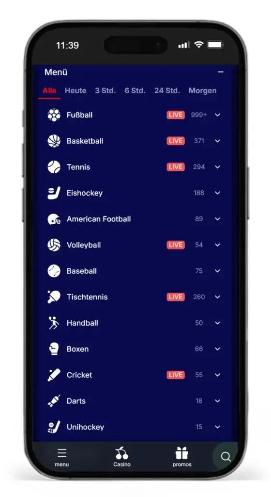 Einblick in die verfuegabareb Sportarten fuer Online Wetten bei Gladiatorsbet