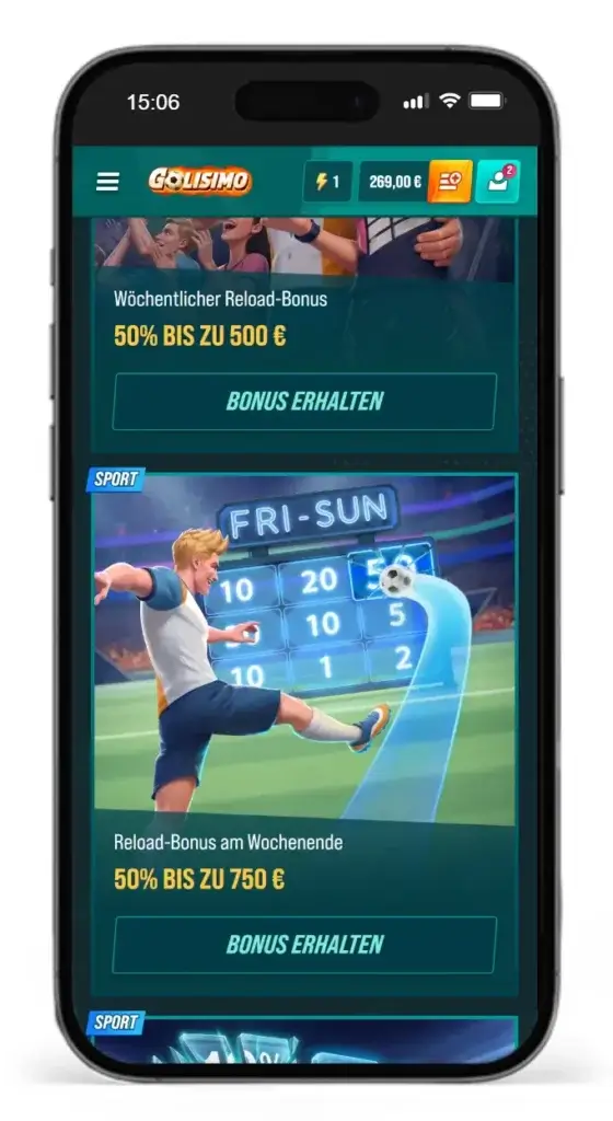 Bonusprogramm von Golisimo fuer Online Sportwetten