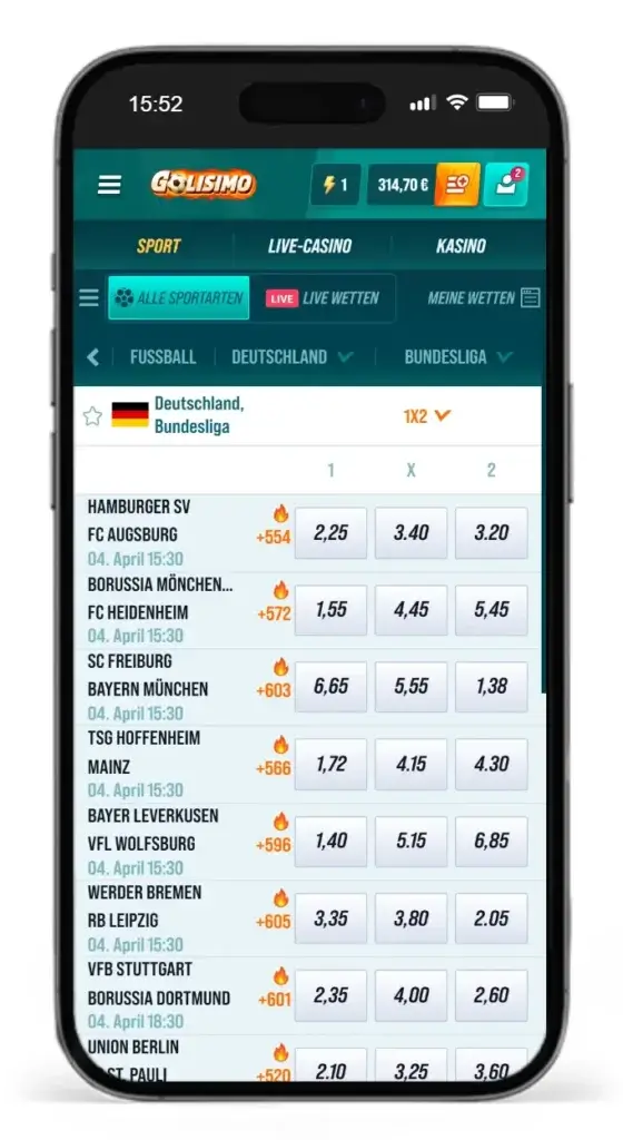 Bundesliga Wettquoten von Golisimo