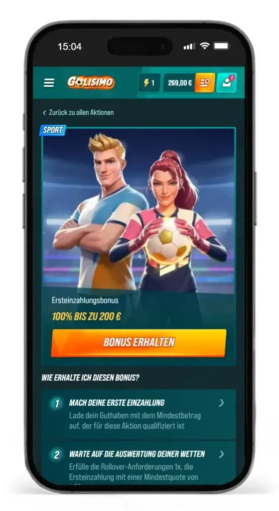 Ersteinzahlungsbonus fuer Sportwetten bei Golisimo