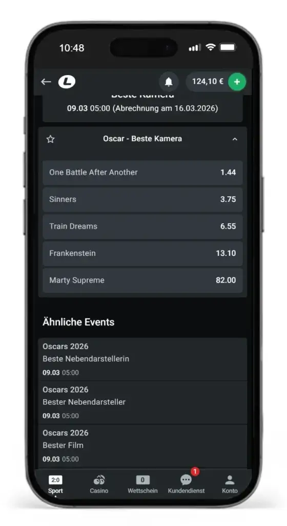 Wettquoten Oscars 2026 bei Leonbet