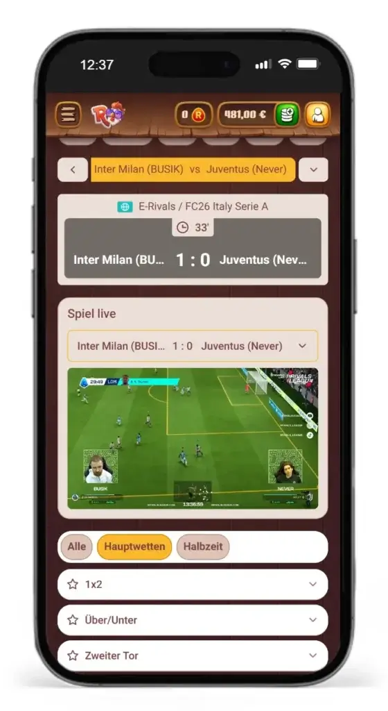 Roostino Sportwetten mit Livestreams