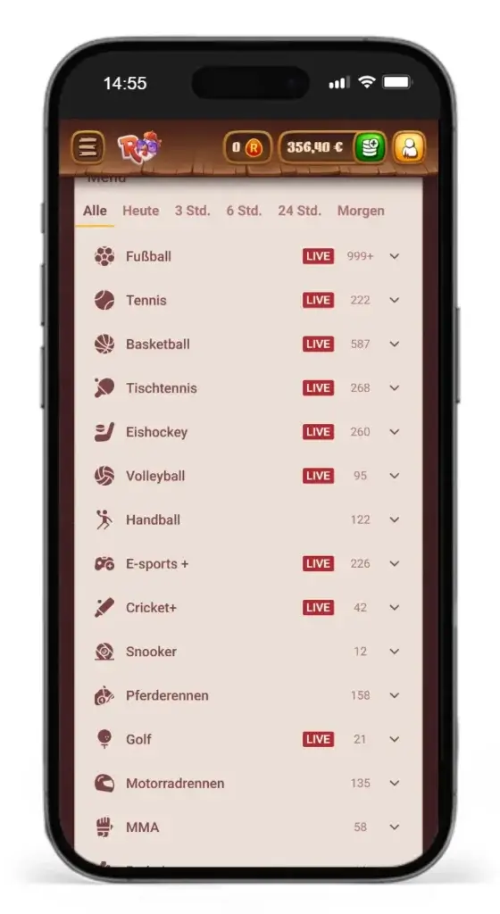Einblick in vorhandene Wettmaerkte fuer Sportwetten bei Roostino