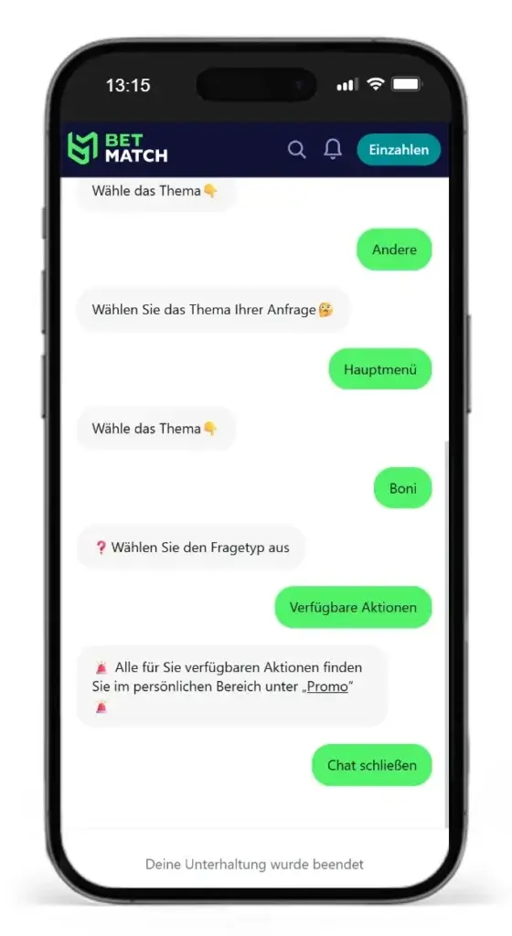 Livechat von Betmatch