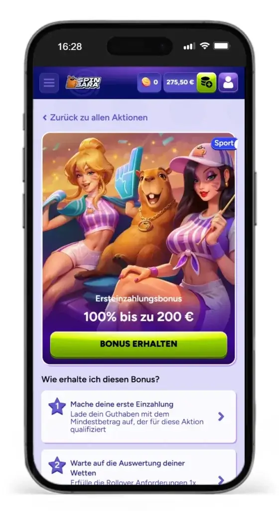 Sport Ersteinzahlungsbonus bei Spinbara