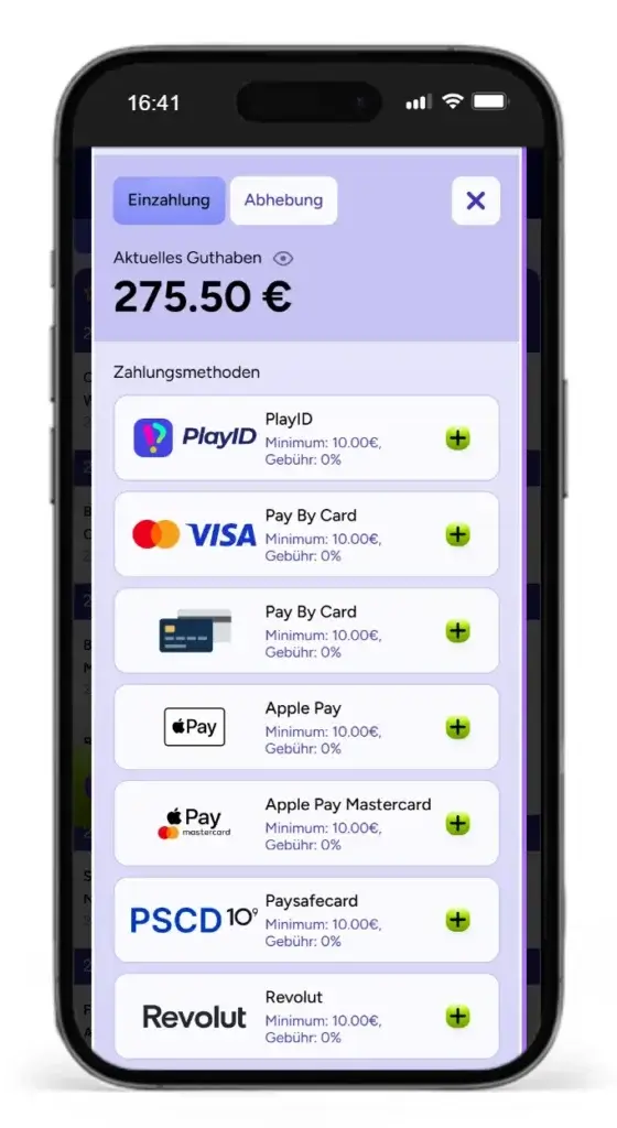 Einzahlungsoptionen bei Spinbara