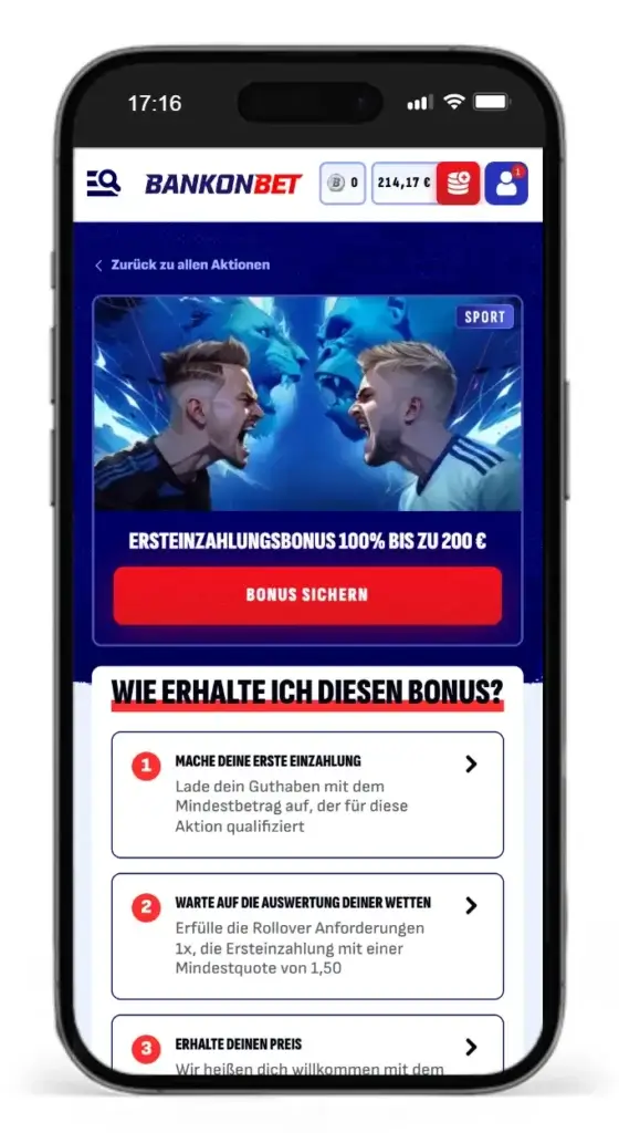 Willkommensbonus fuer Sportwetten von der Oddset Alternative Bankonbet