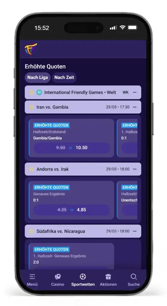 Erhoehte Quoten fuer lukrative Sportwetten bei Fiestaslots